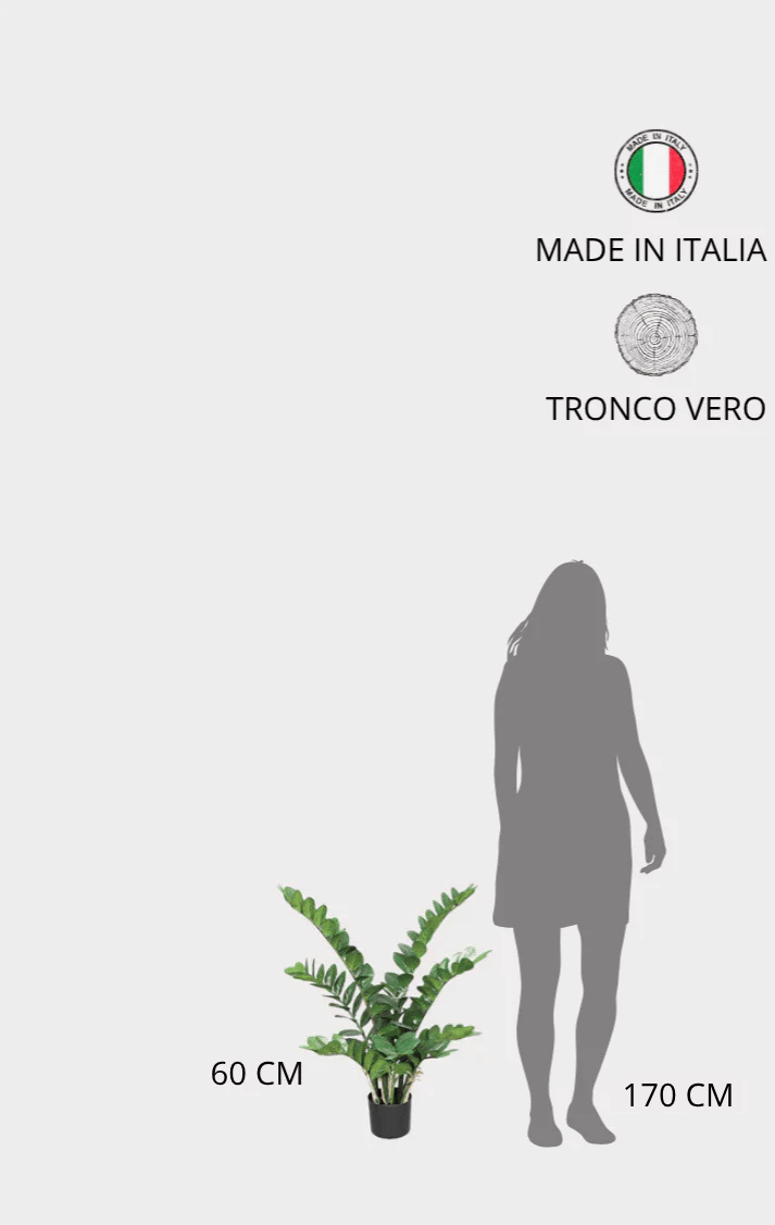 Zamioculcas Artificiale Real Touch · Verde · 112 Foglie · Cm. 60
