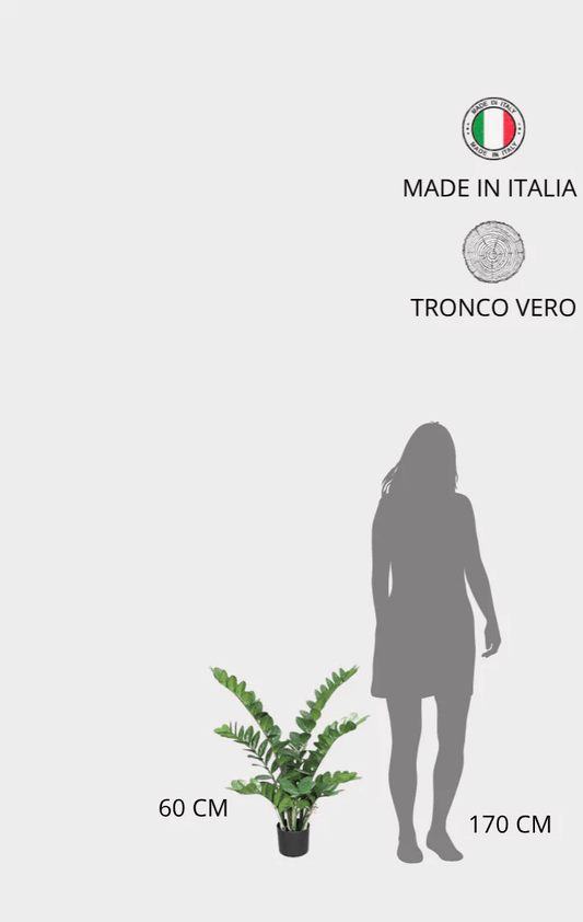 Zamioculcas Artificiale Real Touch · Verde · 112 Foglie · Cm. 60